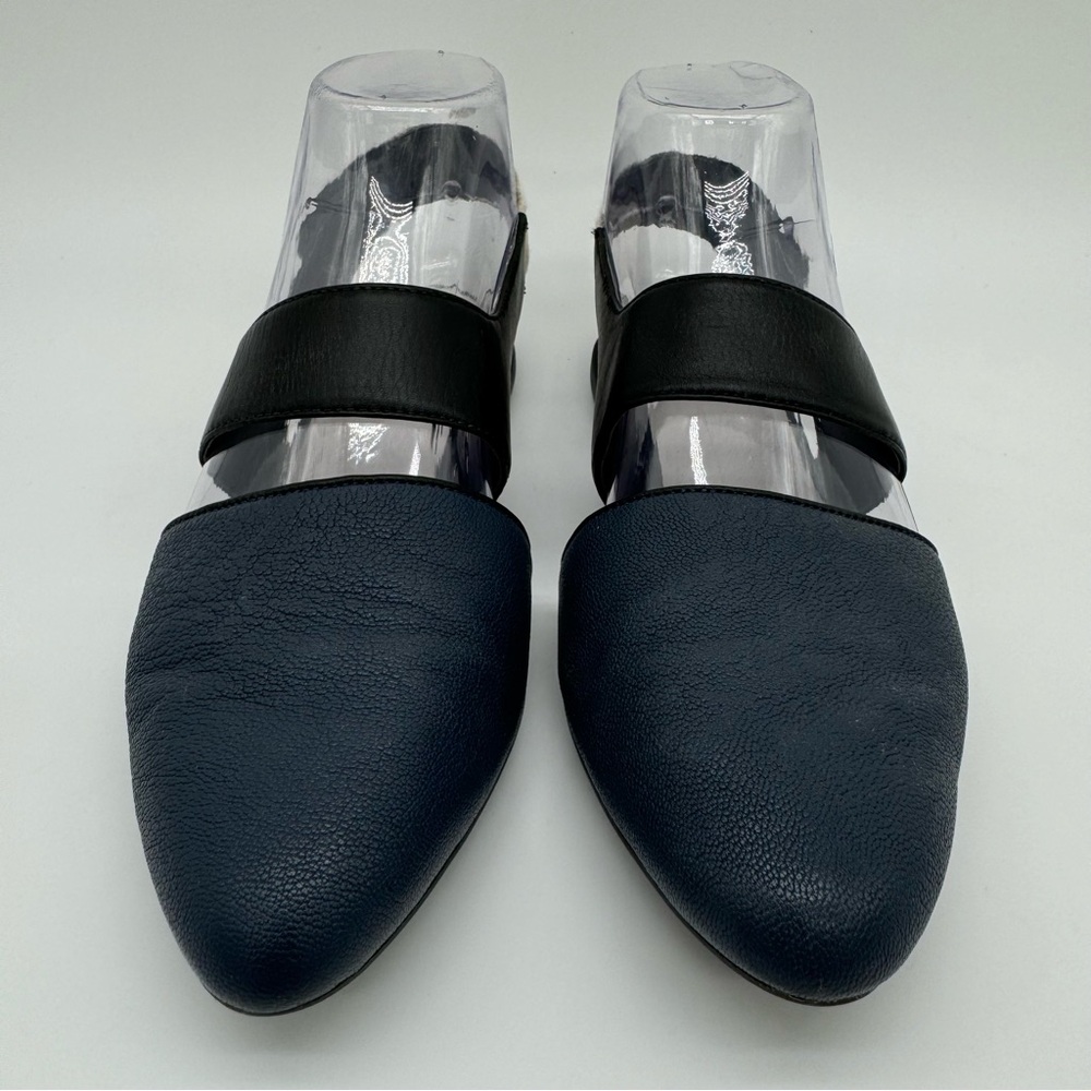 Camper Isadora Blue Black Leather White Calf Hair Cutout Flats Size EU 37/US 7 - Picture 3 of 15